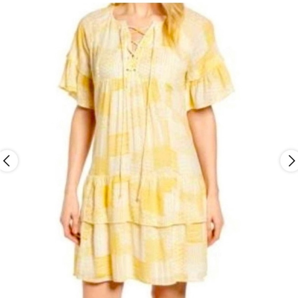 Caslon Yellow Tiered Cotton Dress